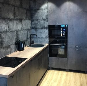 Современная кухня 2023 матовый Бетон Чикаго тёмно-серый EGGER Галифакс олово Blum кухня Лида Минск Violla viollamebel Виолла 